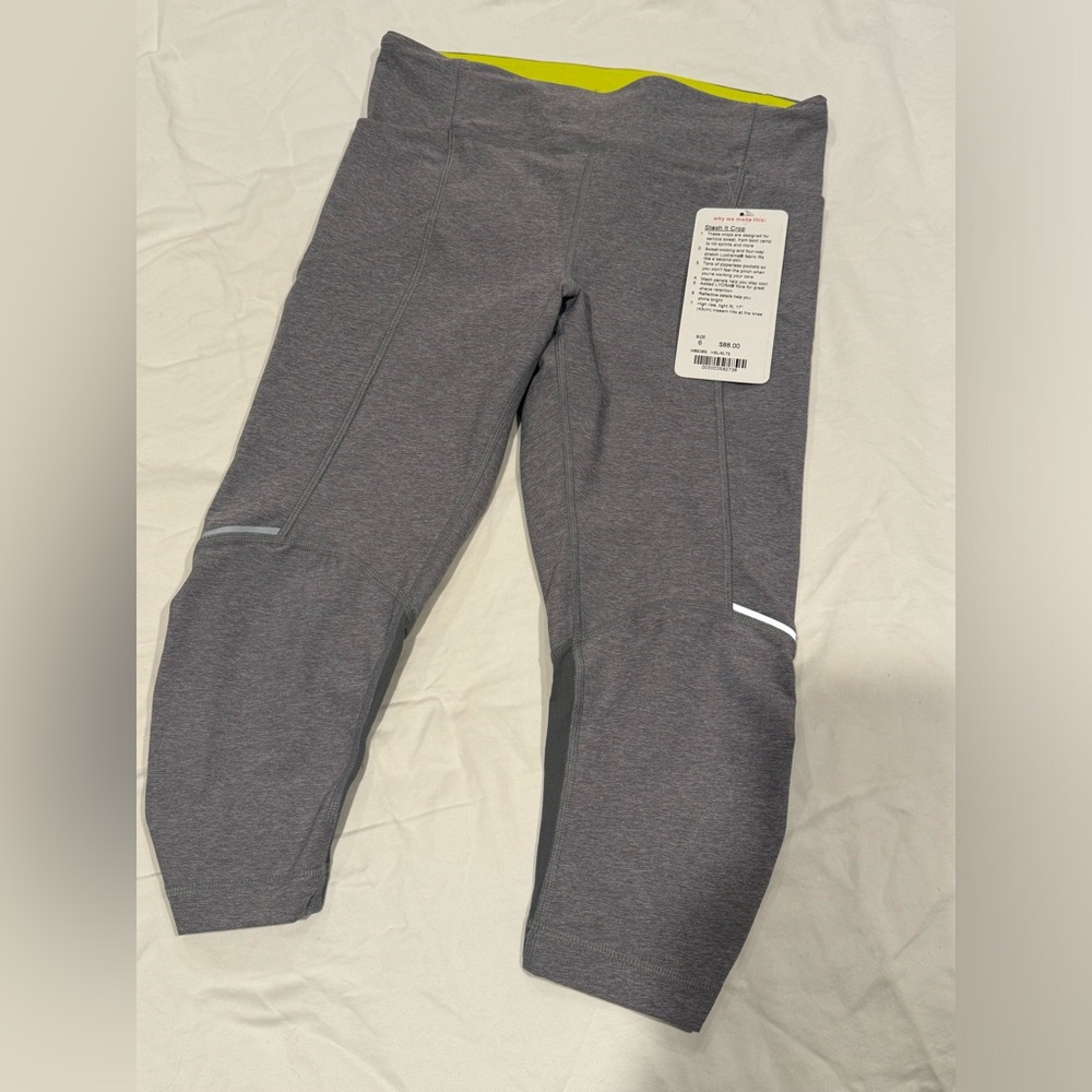 NWT Lululemon Stash it Crops in Grey - Sz 6